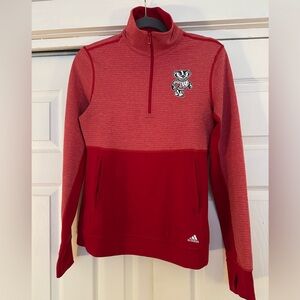 Adidas Red Wisconsin Badgers Quarter-Zip Sweater